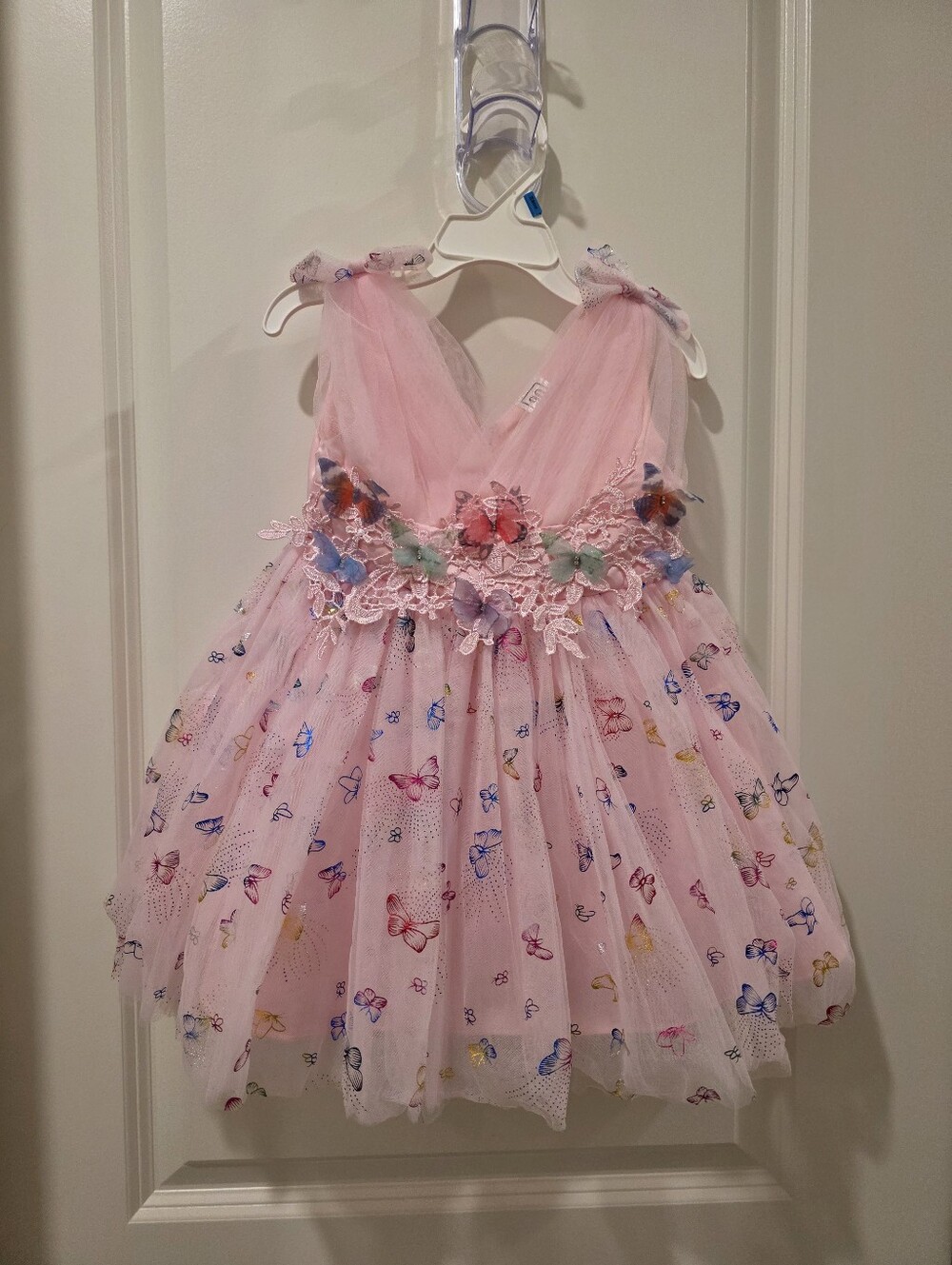 Pink Butterfly Tulle Party Dress for Kids